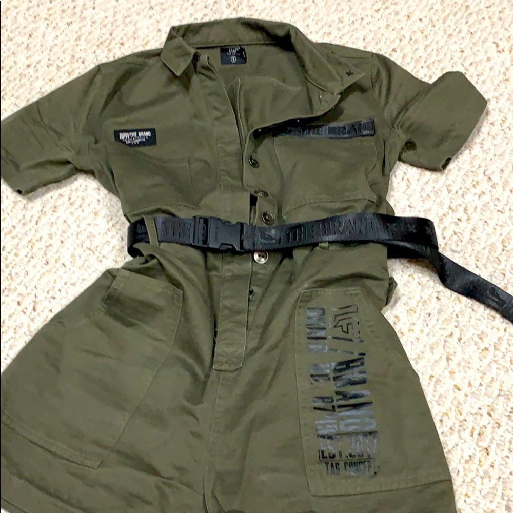 LF the brand dark green shorts jumpsuit/onesie